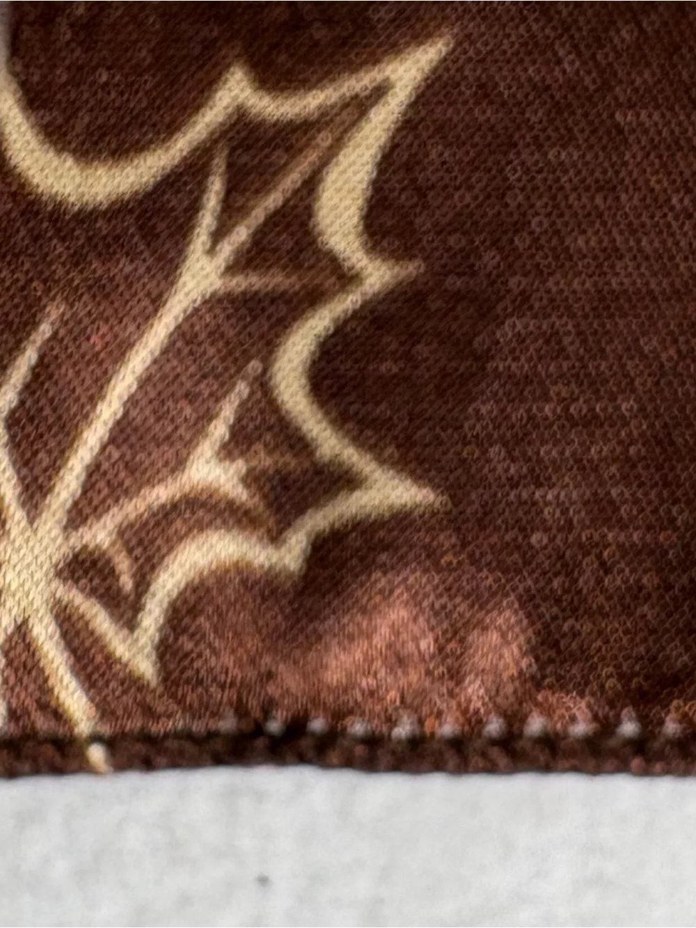 Brown Gold Leaf Print Oblong Scarf